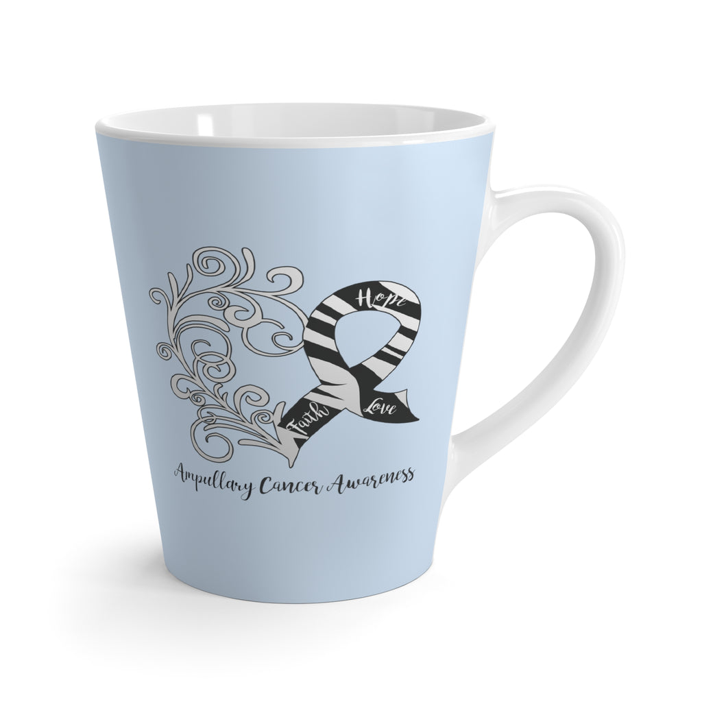 Ampullary Cancer Awareness Heart "Light Blue" Latte Mug (Dual-Sided Design)(12 oz.)