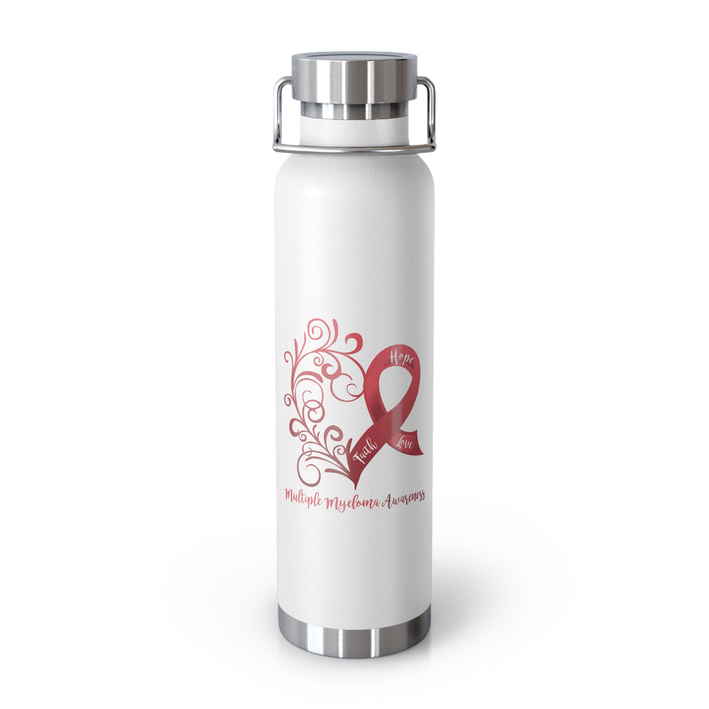 Multiple Myeloma Awareness Heart Copper Vacuum Insulated Bottle, 22oz (White)