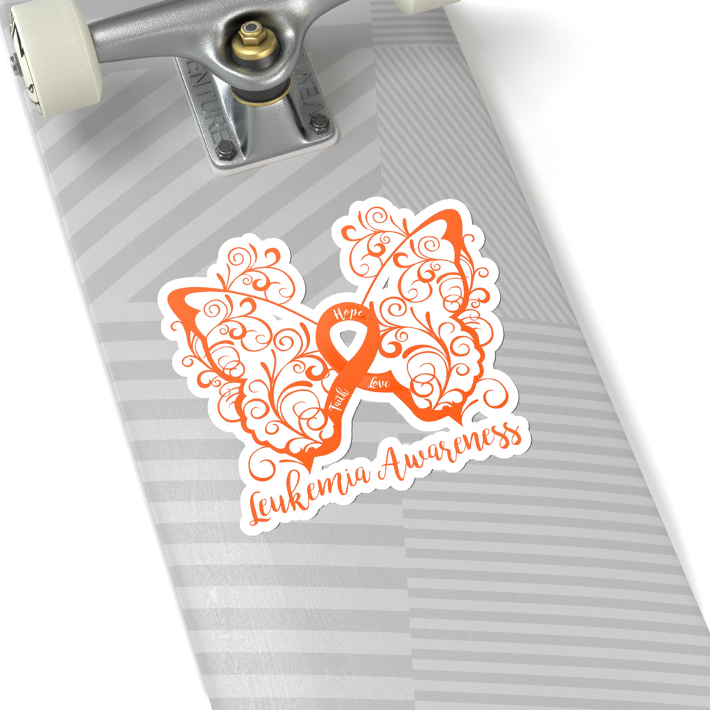 Leukemia Awareness Filigree Butterfly Vehicle Sticker (6 x 6)