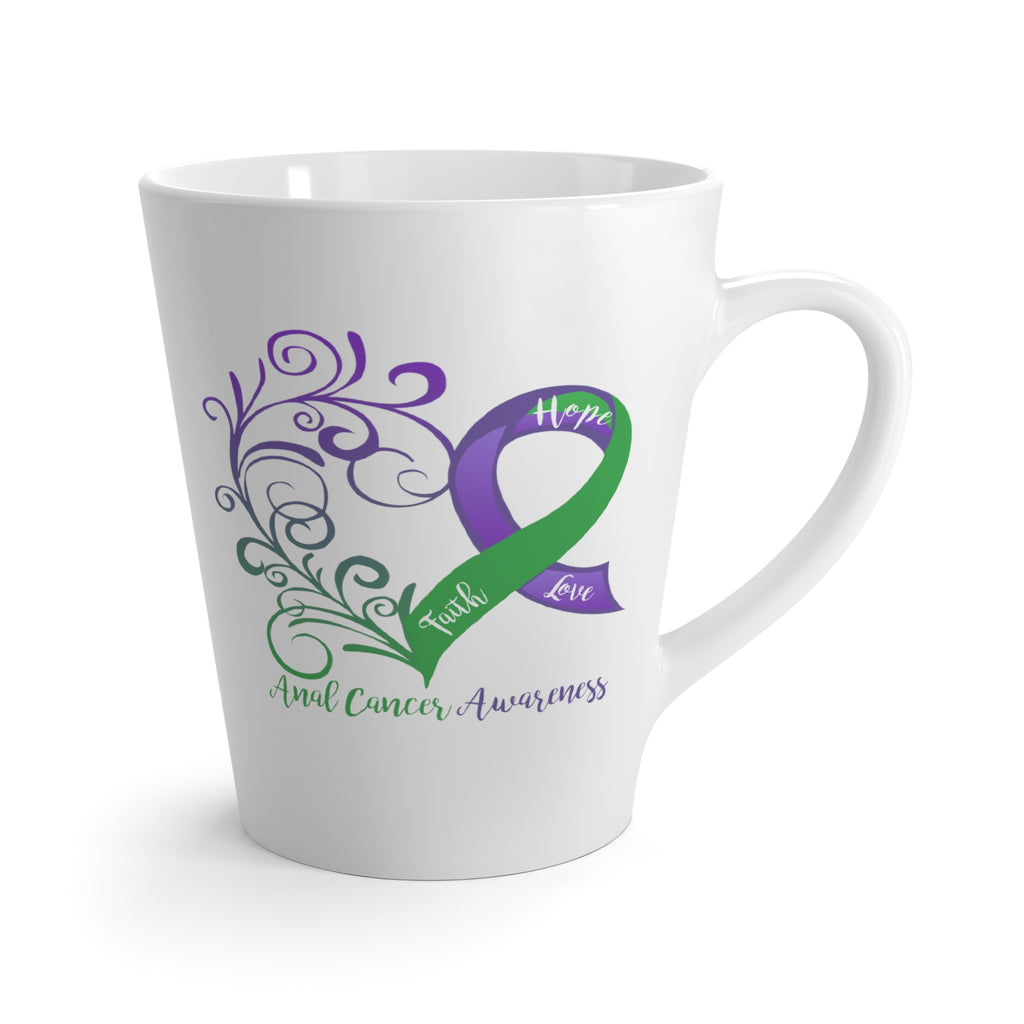 Anal Cancer Awareness Heart Latte Mug (Dual-Sided Design)(12 oz.)