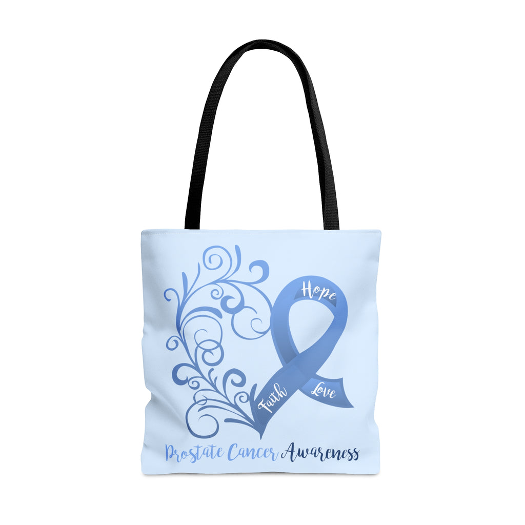 Prostate Cancer Awareness Heart Large "Light Blue" Tote Bag (Dual-Sided Design)