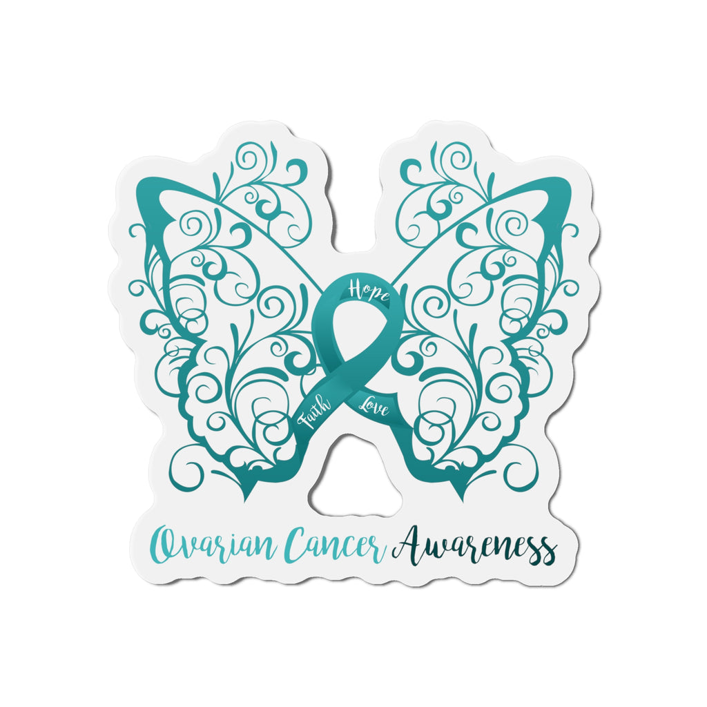 Ovarian Cancer Awareness Filigree Butterfly Flexible Vehicle Magnet