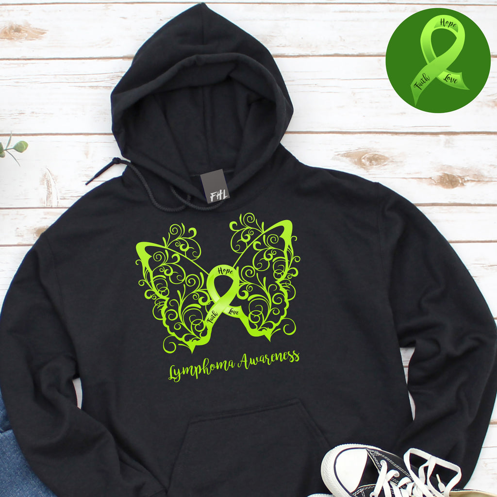 Lymphoma Awareness Filigree Butterfly Hoodie (Several Colors Available)