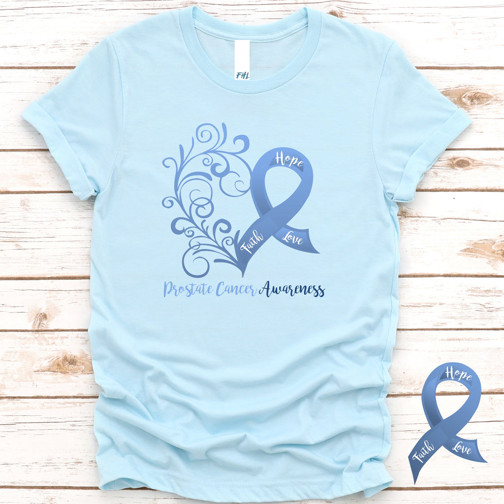Prostate Cancer Awareness Heart T-Shirt (Several Colors Available)