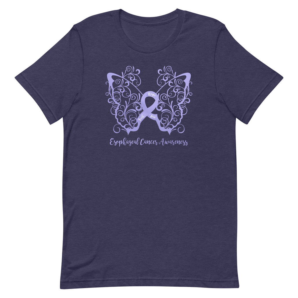 Esophageal Cancer Awareness Filigree Butterfly T-Shirt - Dark Colors