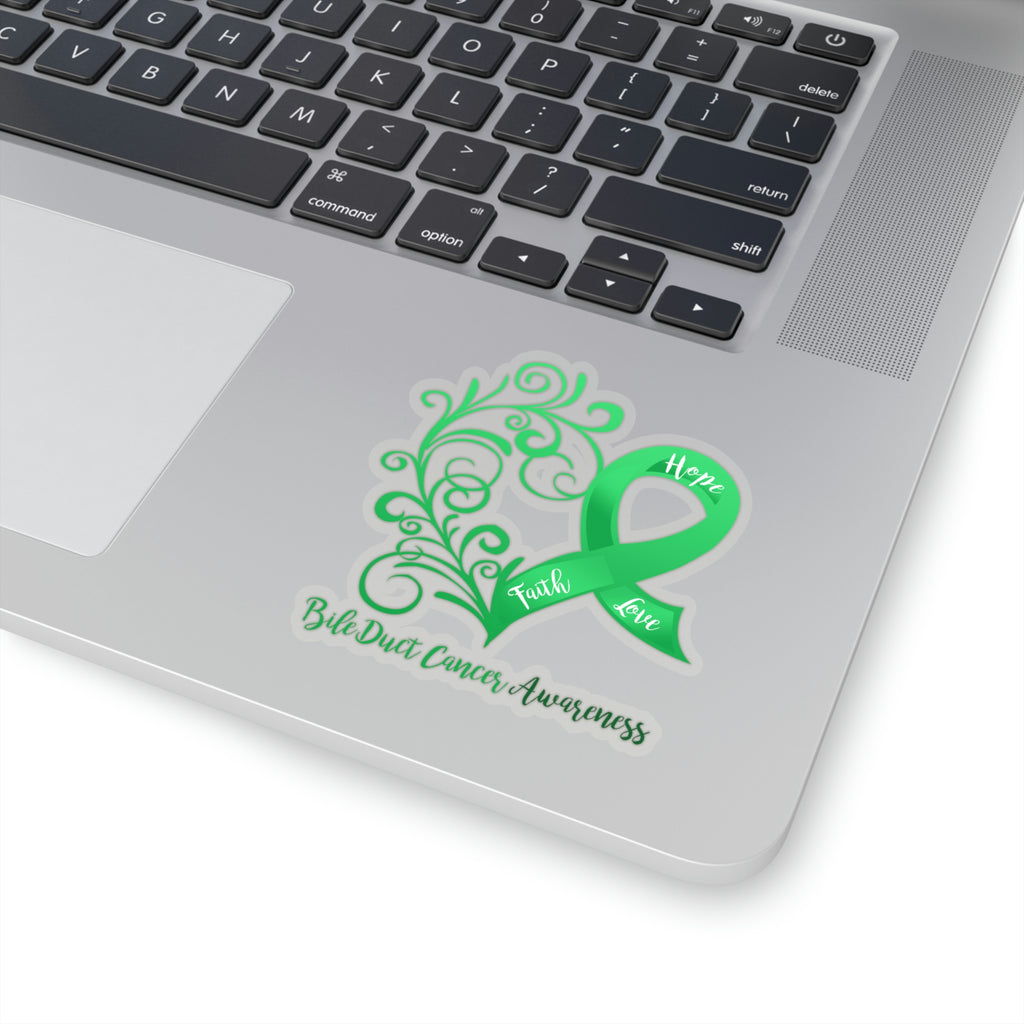 Bile Duct Cancer Awareness Heart Sticker (3 x 3)