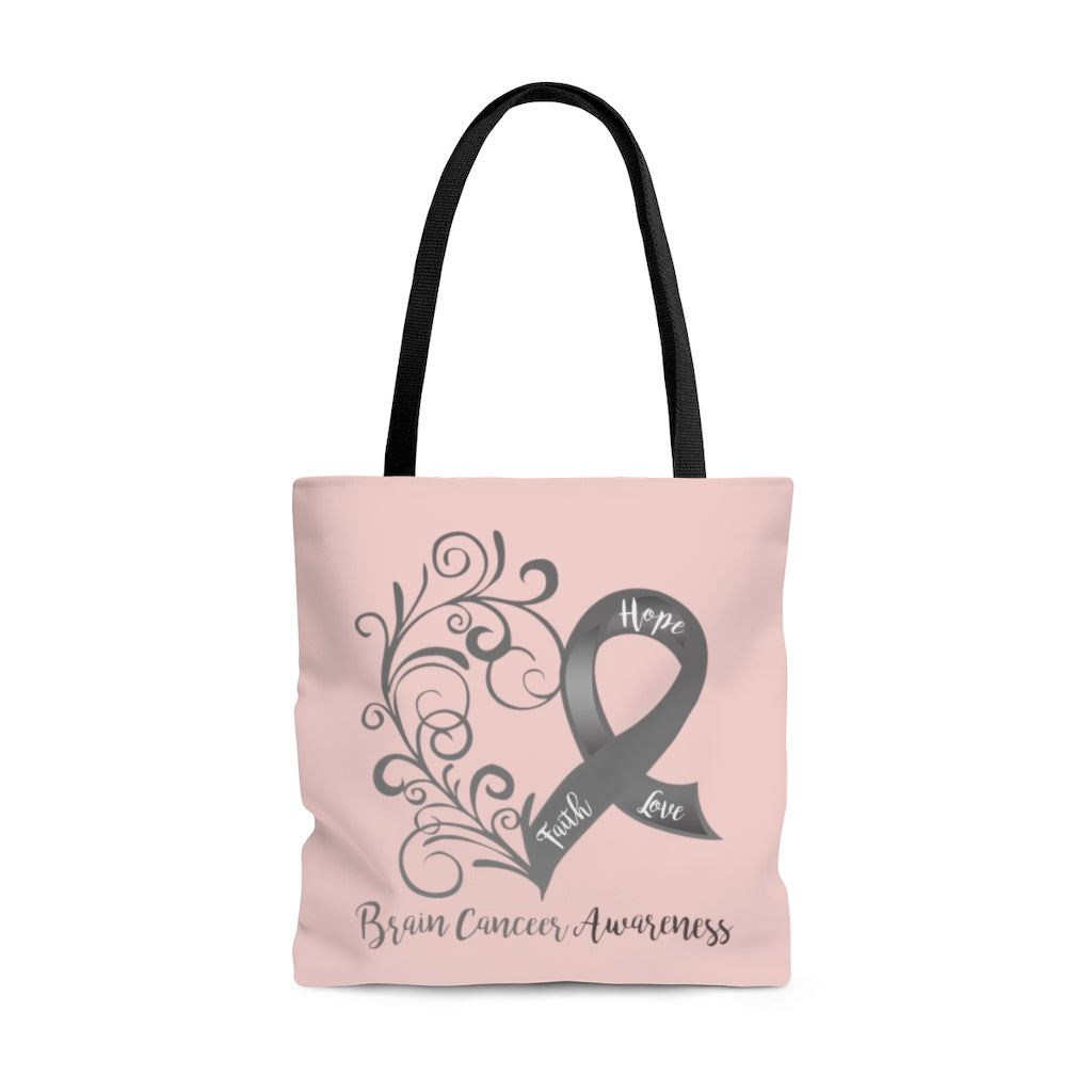 Brain Cancer Awareness Large "Light Coral" Tote Bag (Dual-Sided Design)