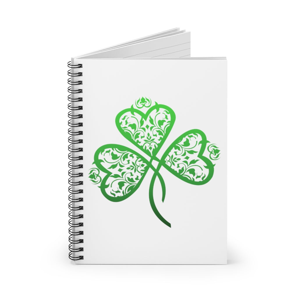 St. Patrick's Day Filigree Shamrock Heart Spiral Journal - Ruled Line