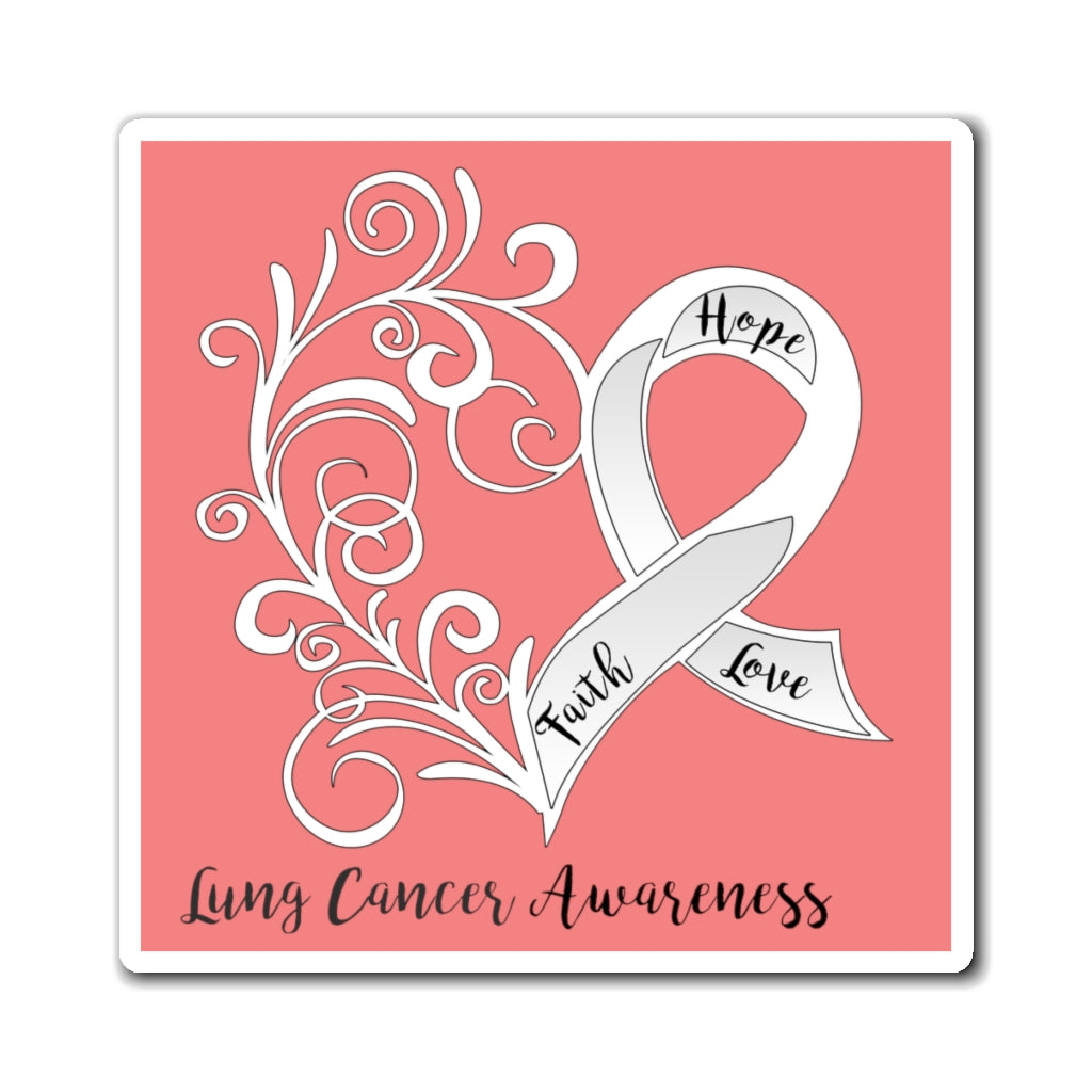 Lung Cancer Awareness Magnet (Coral) (3 Sizes Available)