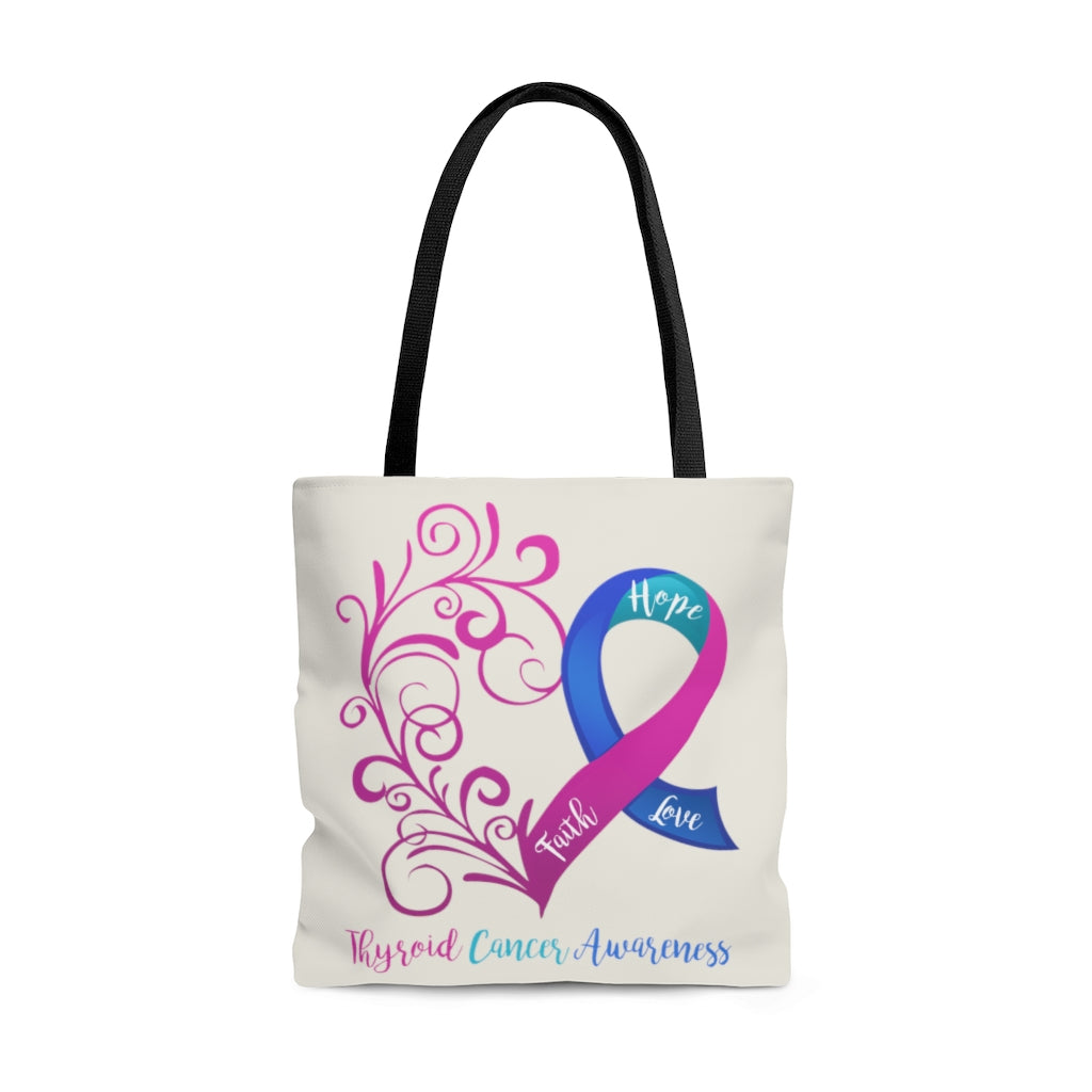 Thyroid Cancer Awareness Large "Natural" Tote Bag (Dual Sided Design)