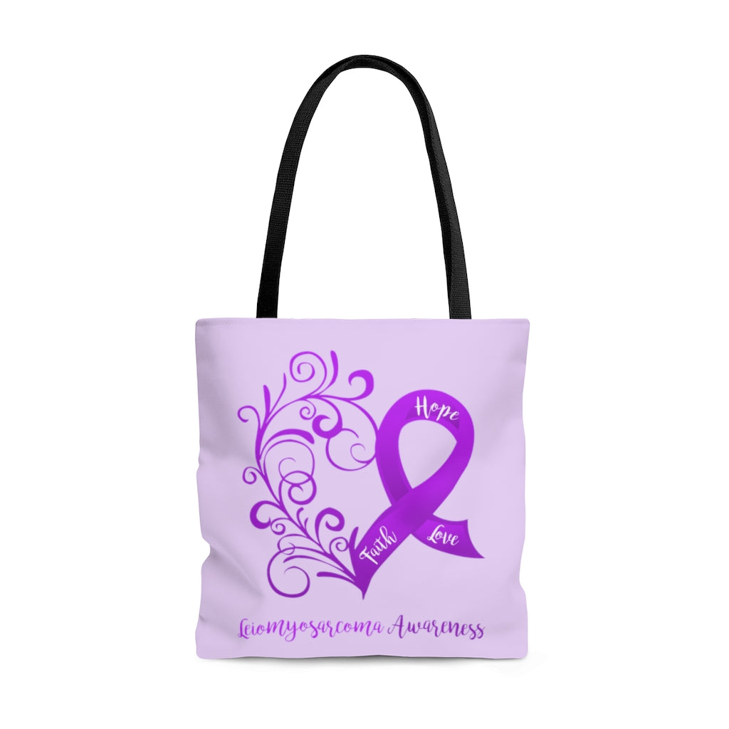 Leiomyosarcoma Awareness Large Lavender Tote Bag (Dual Sided Design)