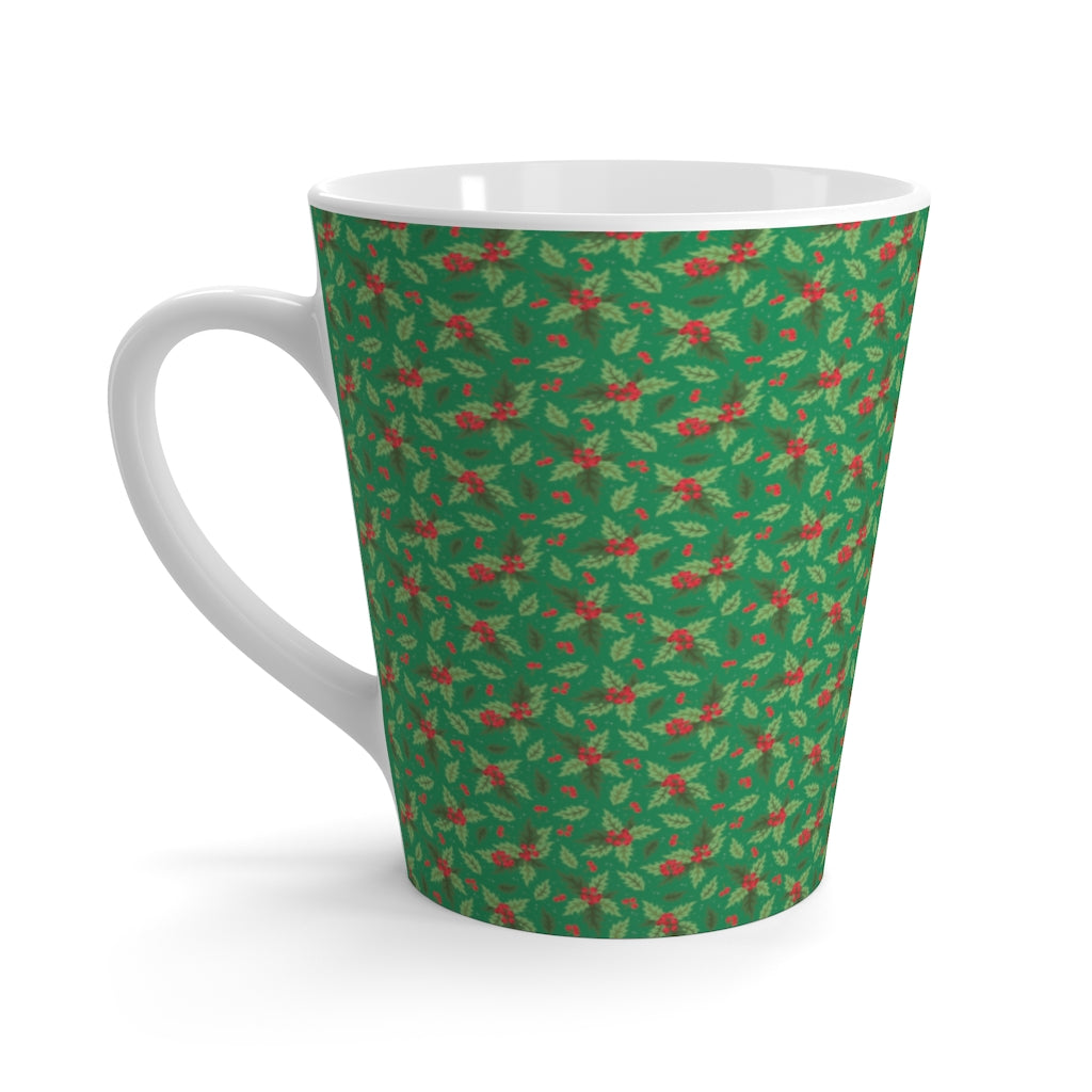 Christmas Holly Holiday Green Latte Mug (12 oz.)