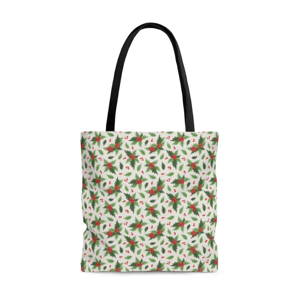 Christmas Holly "Organic" Tote Bag (Dual-Sided Design)