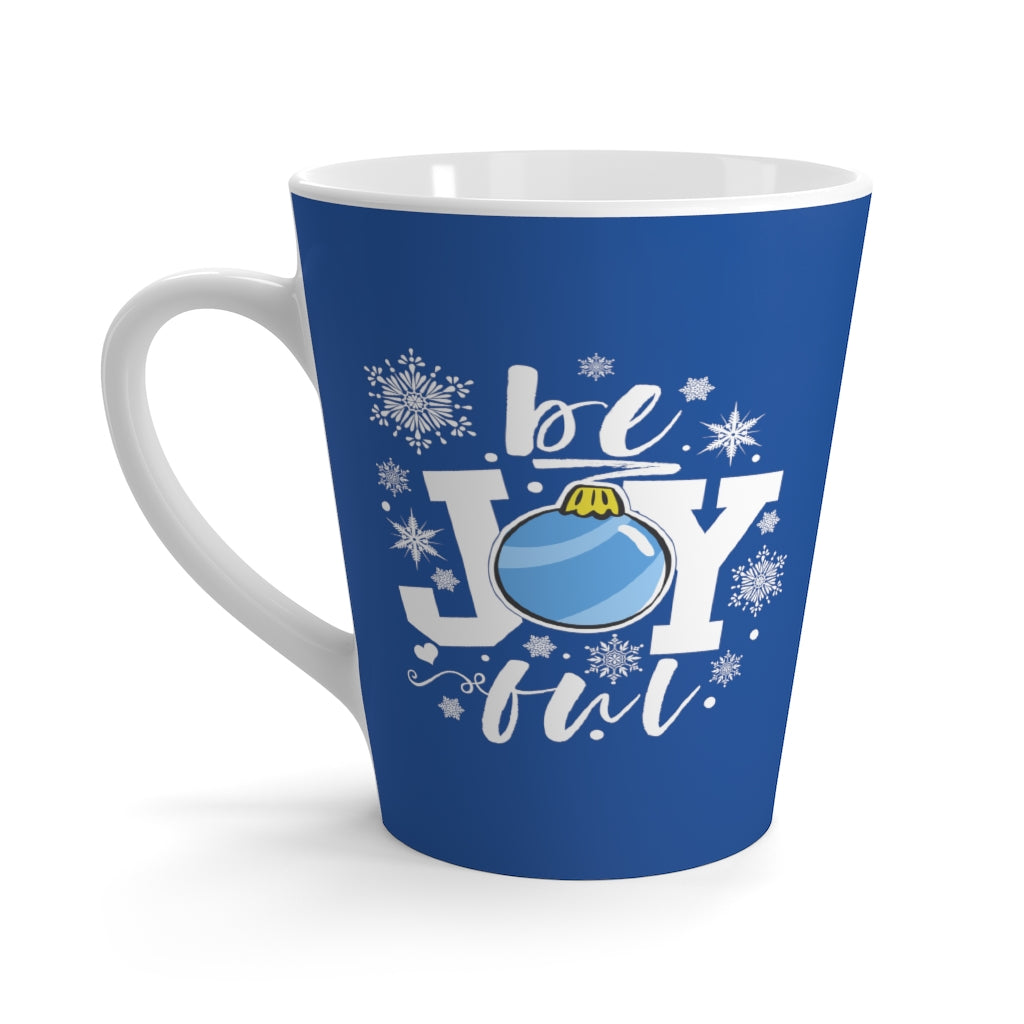 be Joyful Ornament Snowflakes Royal Blue Latte Mug (12 oz.)