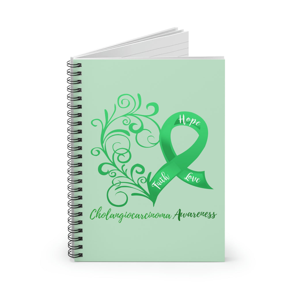 Cholangiocarcinoma Awareness Heart "Light Green" Spiral Journal - Ruled Line