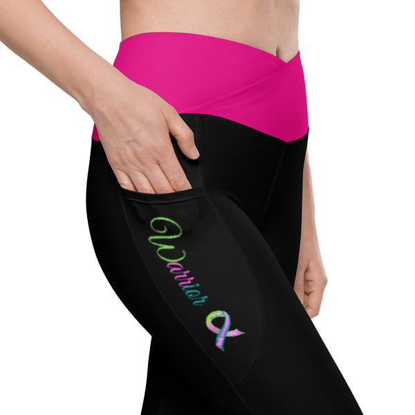 Prostate Cancer Warrior Crossover Waist Leggings with Pockets