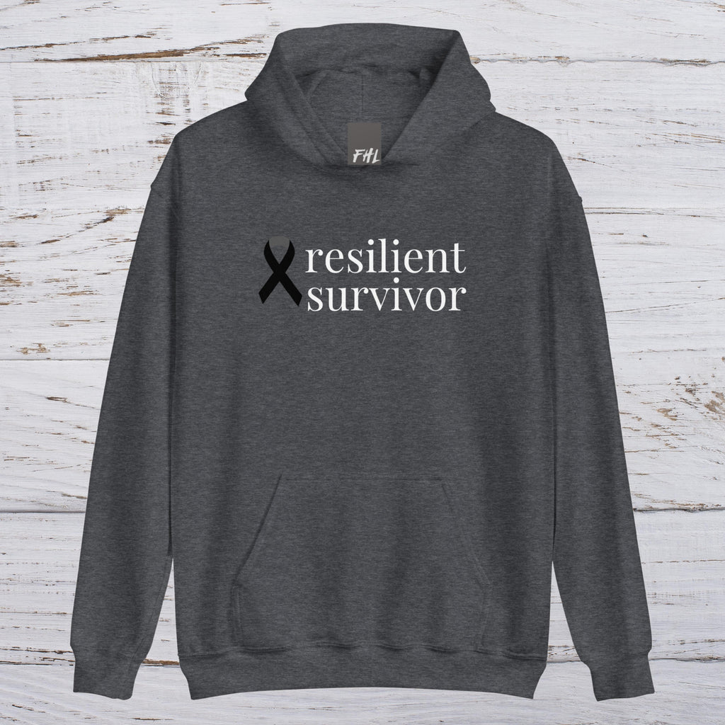 Melanoma & Skin Cancer "resilient survivor" Hoodie (Several Colors Available)