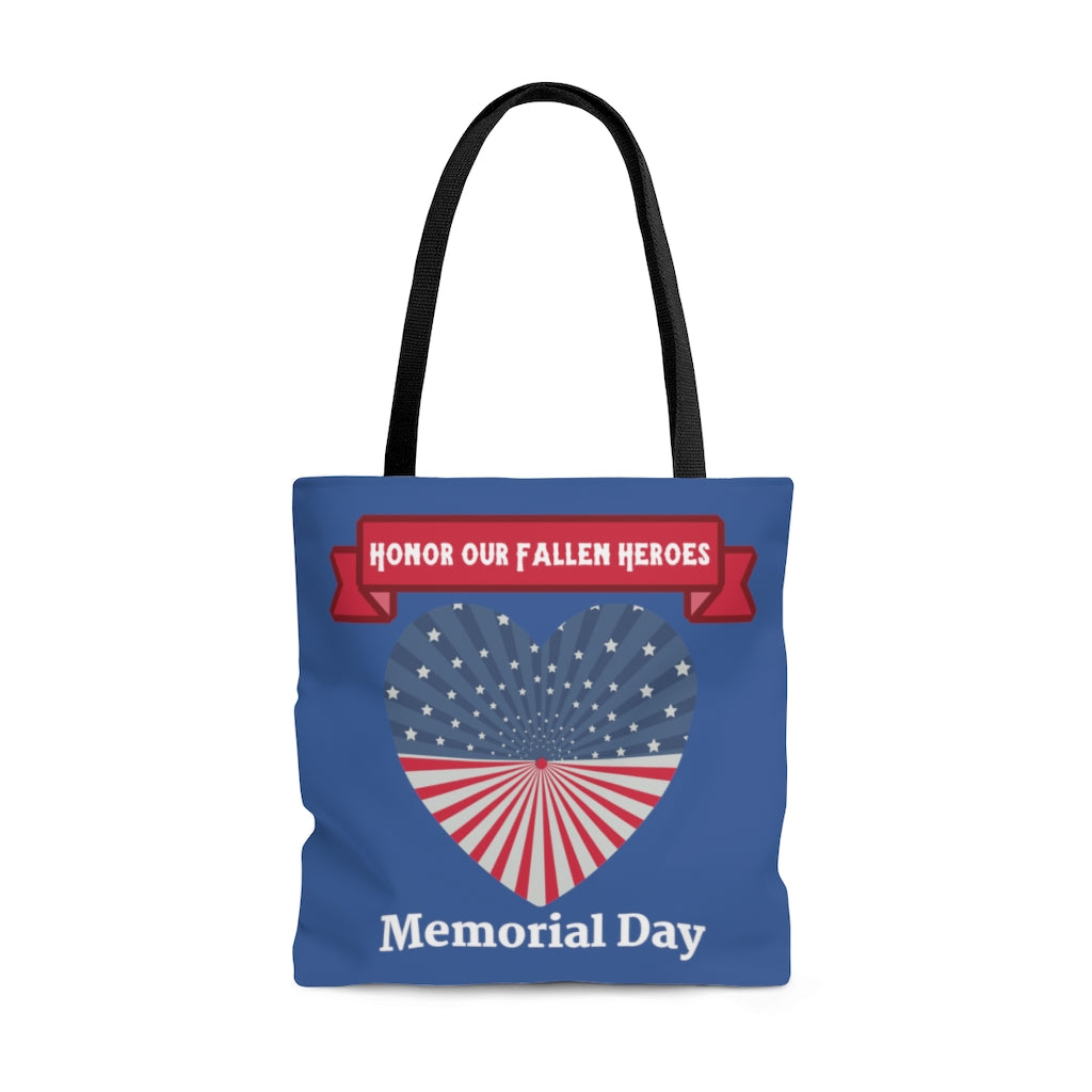 Memorial Day Large Blue Tote Bag (Dual-Sided Design)