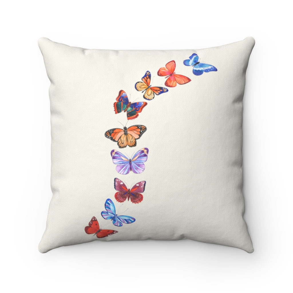 Butterflies in Flight "Natural" Square Pillow (20 X 20)