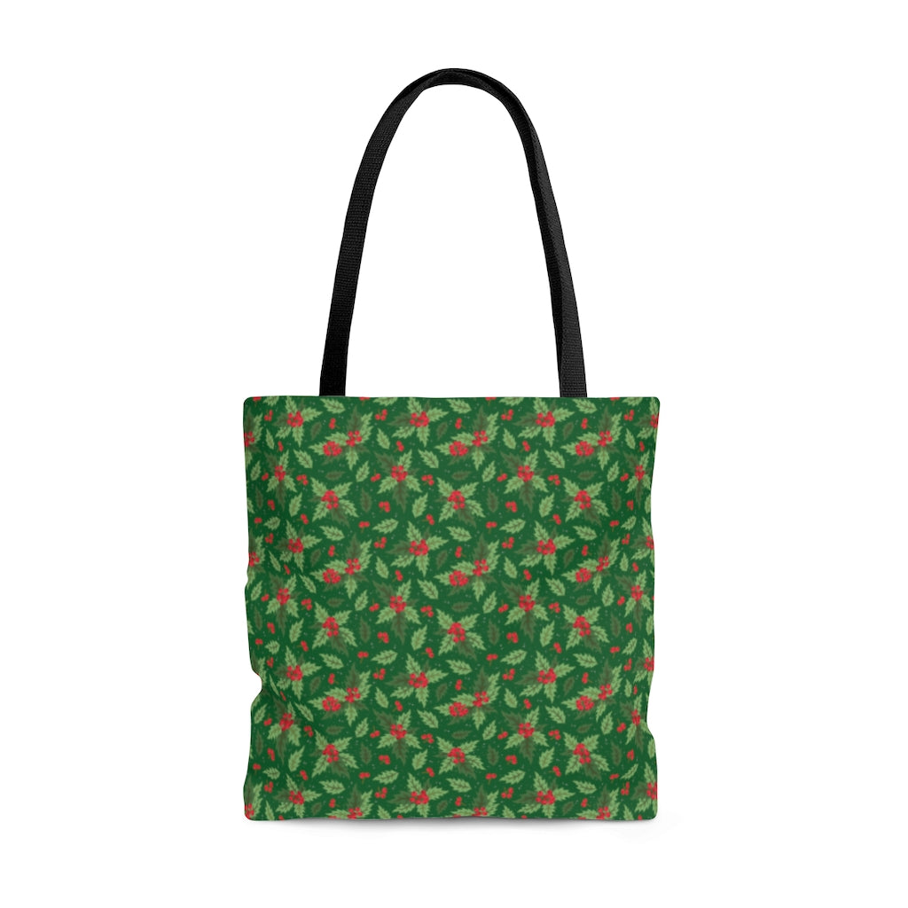 Christmas Holly Holiday GreenTote Bag (Dual-Sided Design)