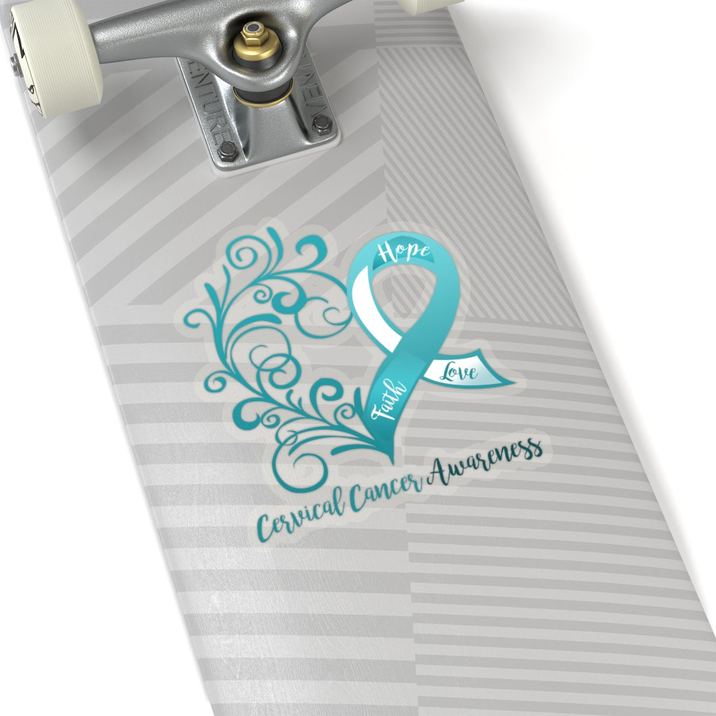 Cervical Cancer Awareness Heart Car Sticker (6 X 6)