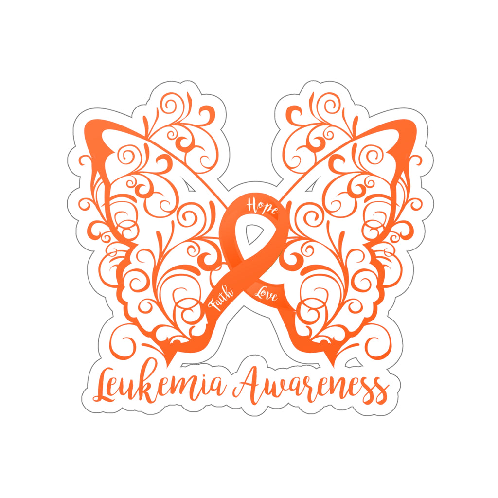 Leukemia Awareness Filigree Butterfly Vehicle Sticker (6 x 6)