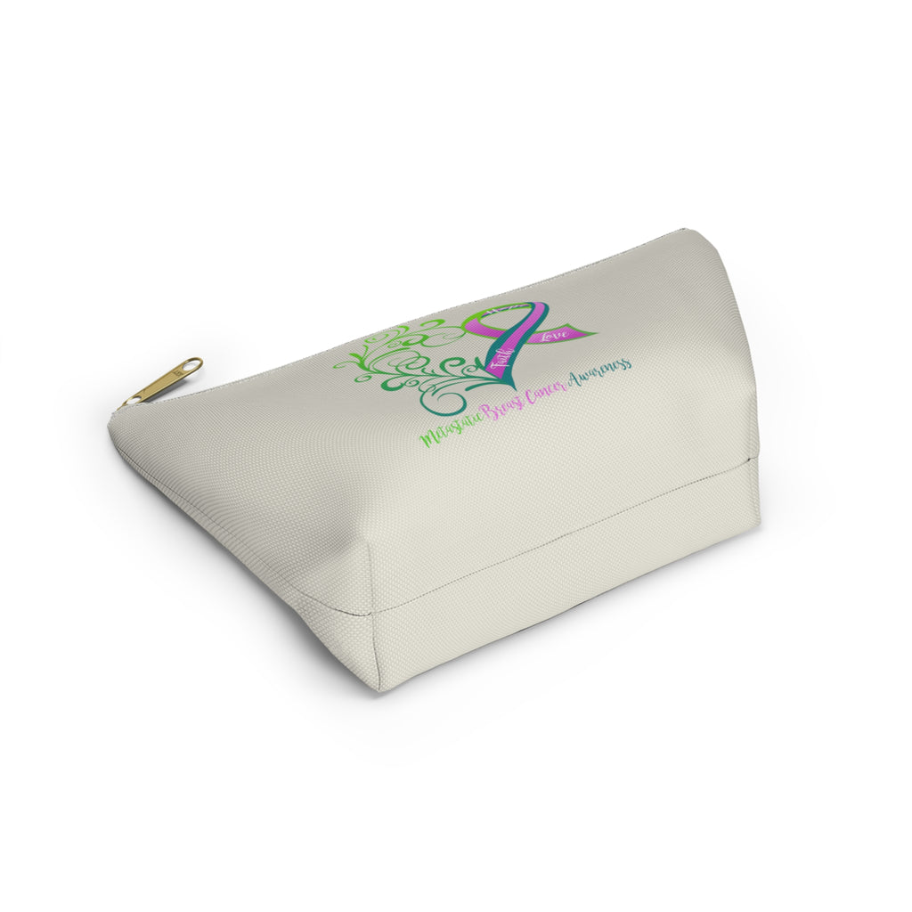 Metastatic Breast Cancer Awareness Small "Natural" T-Bottom Accessory Pouch (Dual-Sided Design)