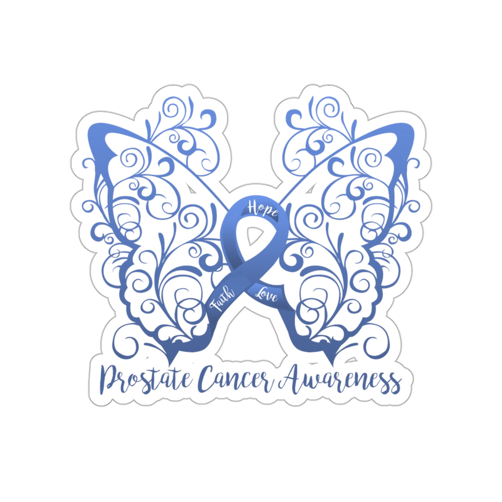 Prostate Cancer Awareness Filigree Butterfly Sticker (3 x 3)