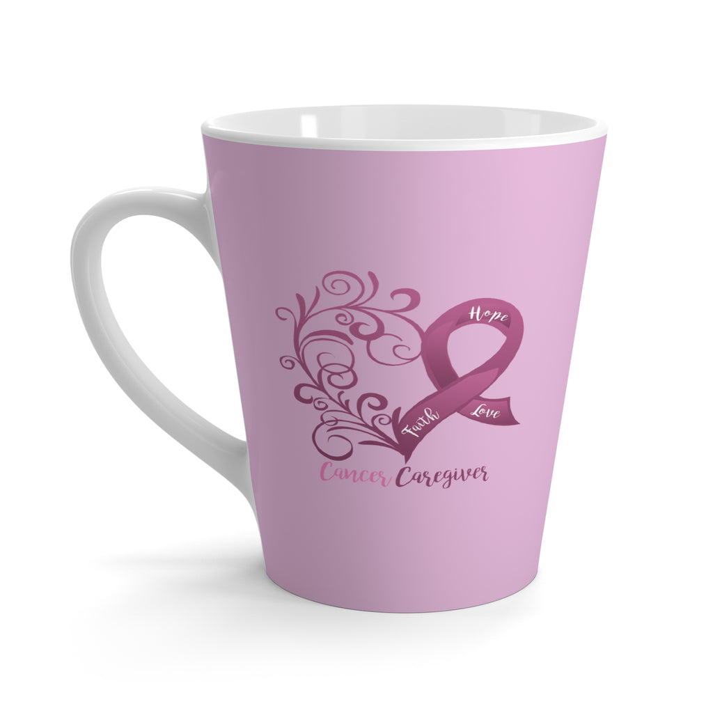 Cancer Caregiver Heart "Light Plum" Latte Mug (12 oz.)