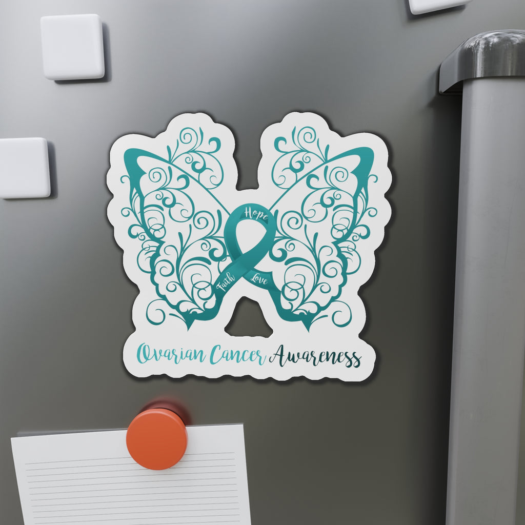 Ovarian Cancer Awareness Filigree Butterfly Flexible Vehicle Magnet