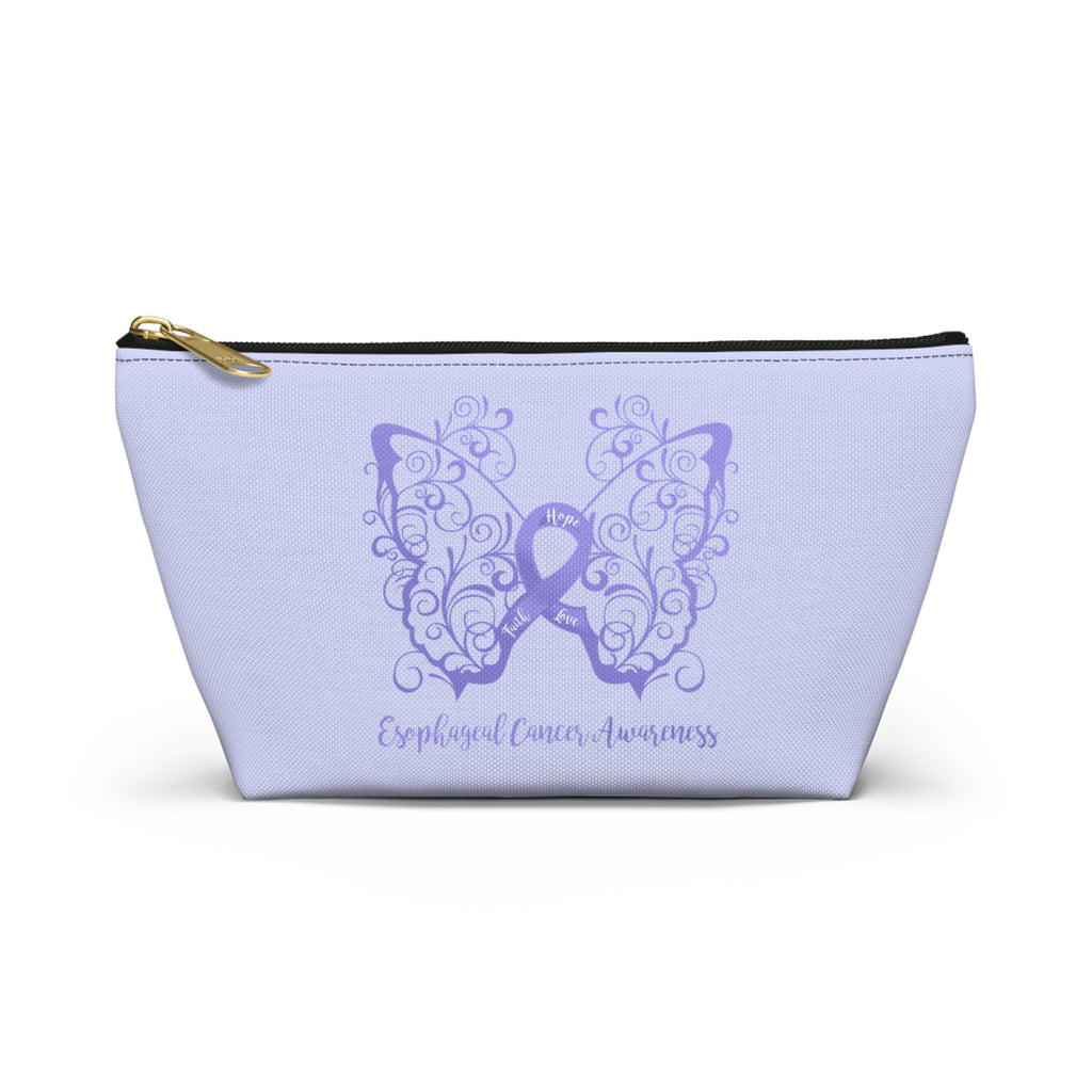 Esophageal Cancer Awareness Filigree Butterfly "Periwinkle Blue" T-Bottom Accessory Pouch (Dual-Sided Design)