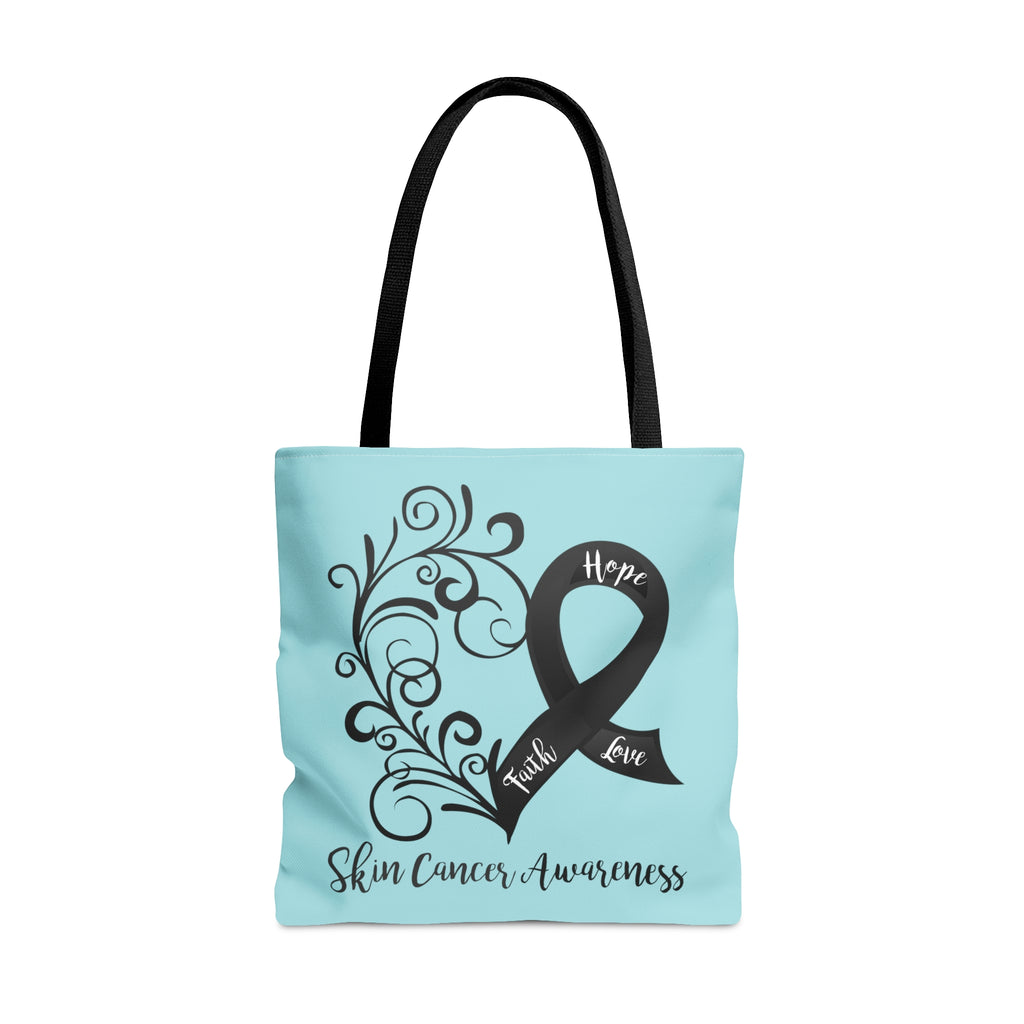 Skin Cancer Awareness Heart Large "Light Teal" Tote Bag