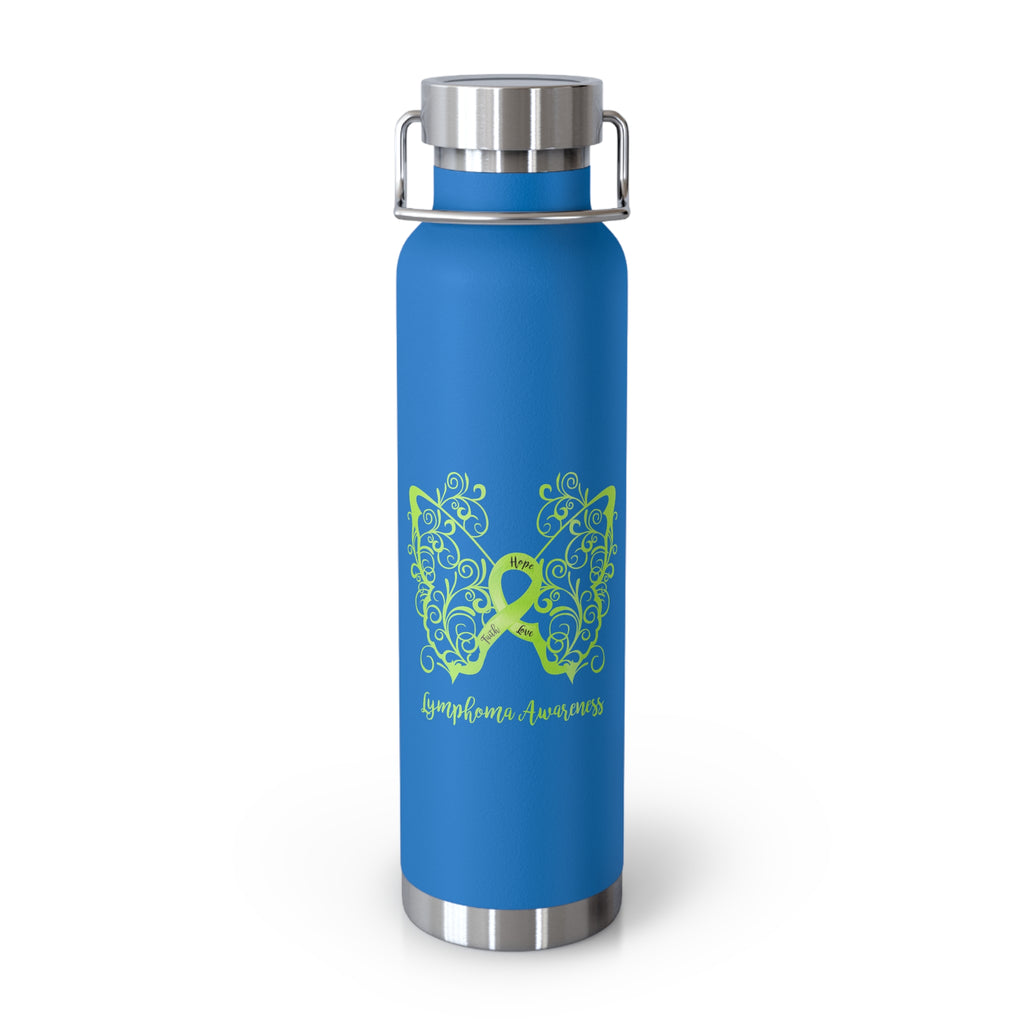 Lymphoma Awareness Filigree Butterfly Copper Vacuum Insulated Bottle, 22oz