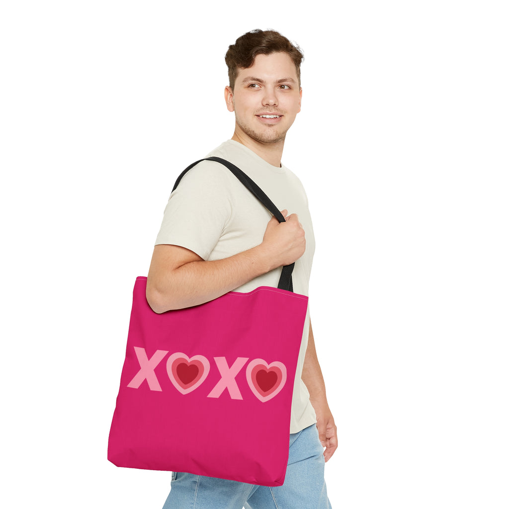 Valentines XOXO Heart Large Raspberry Tote Bag