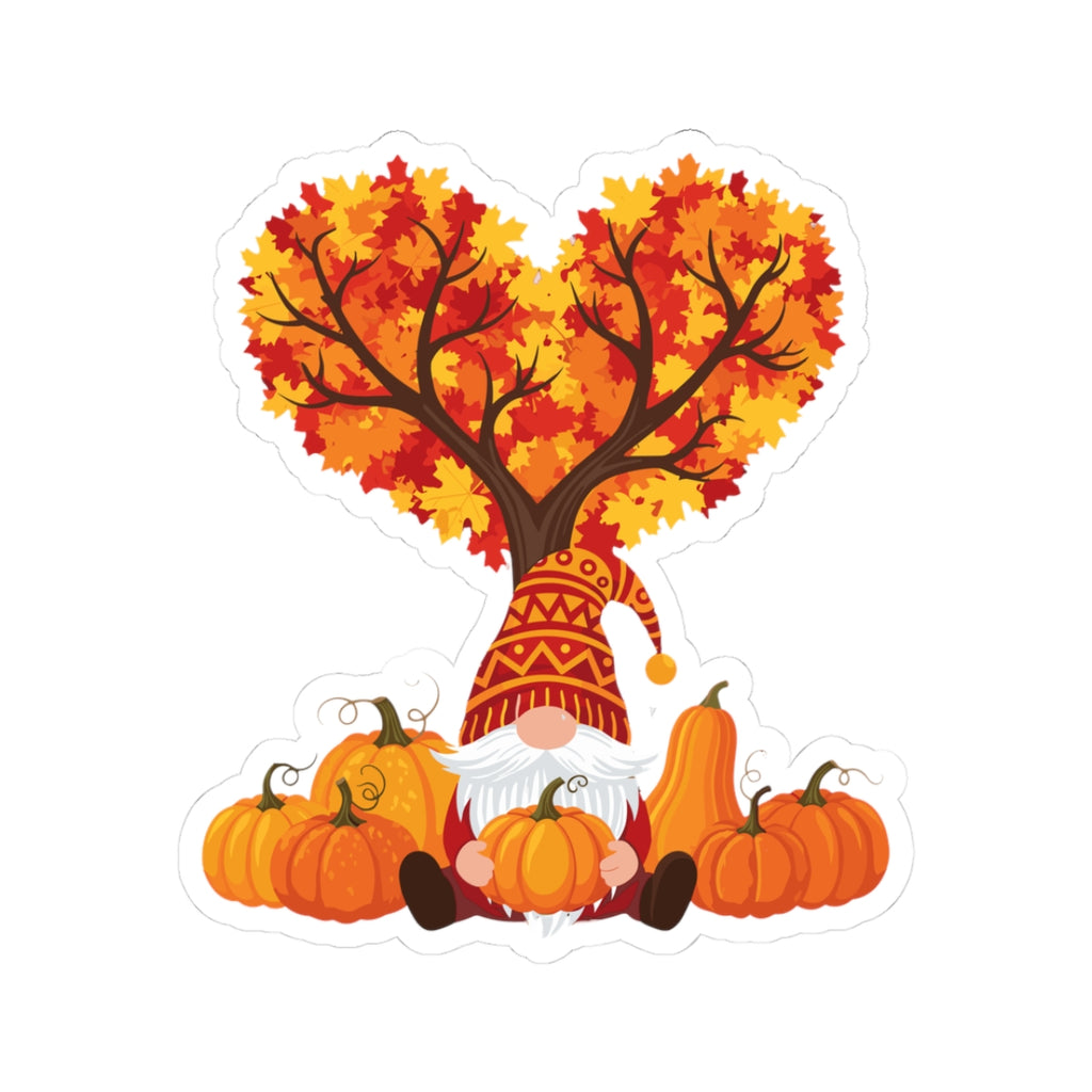Autumn Gnome Transparent Sticker - Multiple Sizes