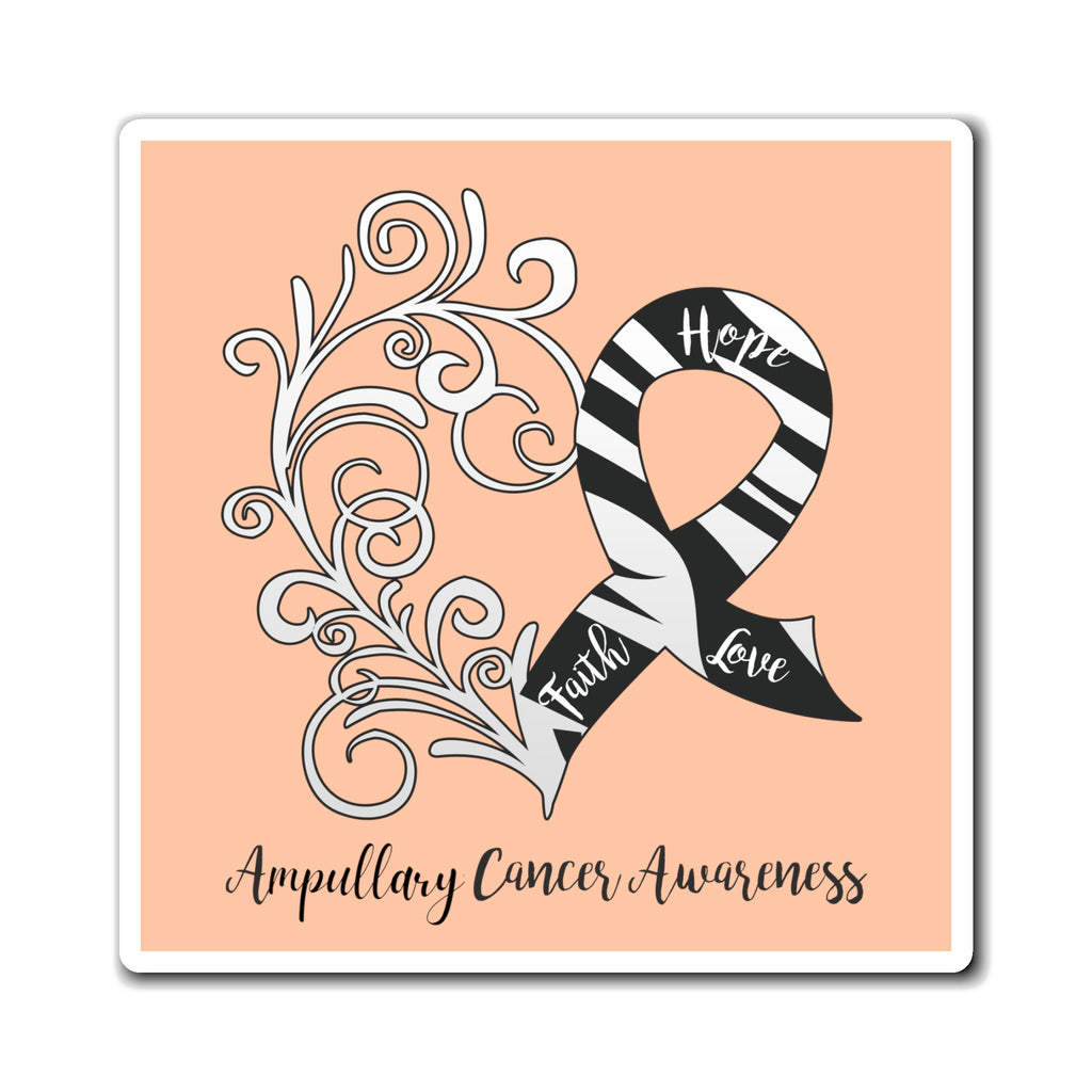 Ampullary Cancer Awareness Heart "Peach" Magnet (3 Sizes Available)