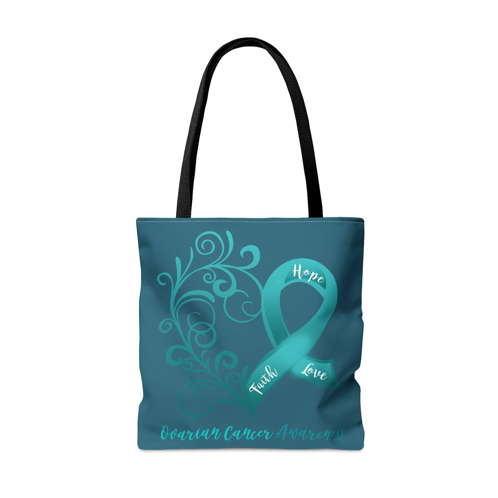 Ovarian Cancer Awareness Dark Teal Large Tote Bag (Dual-Sided Design)