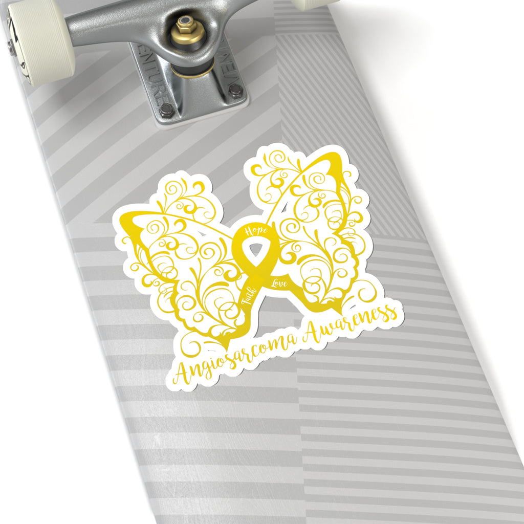 Angiosarcoma Awareness Filigree Butterfly Car Sticker (6 x 6)