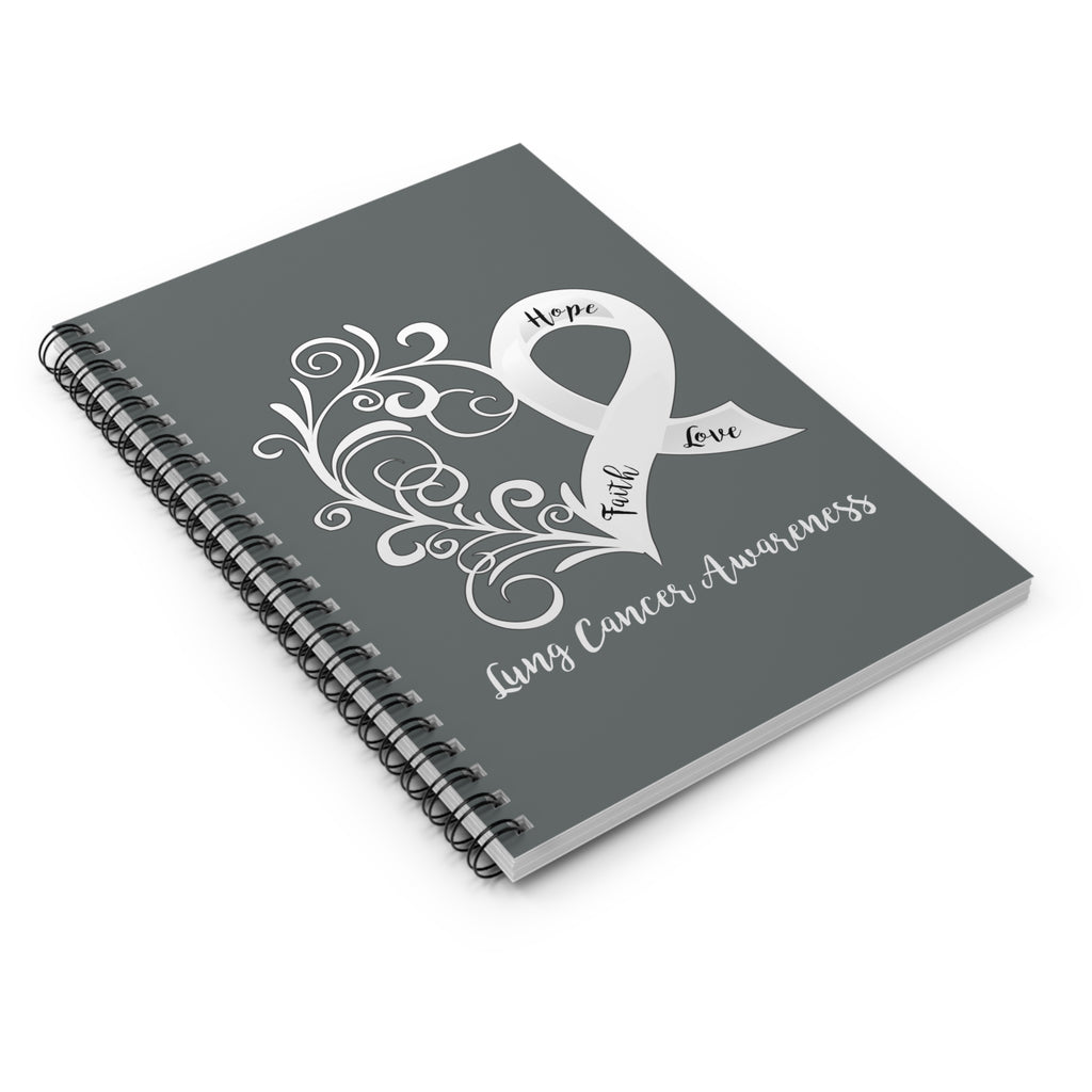 Lung Cancer Awareness Heart Light Plum Spiral Journal - Ruled Line