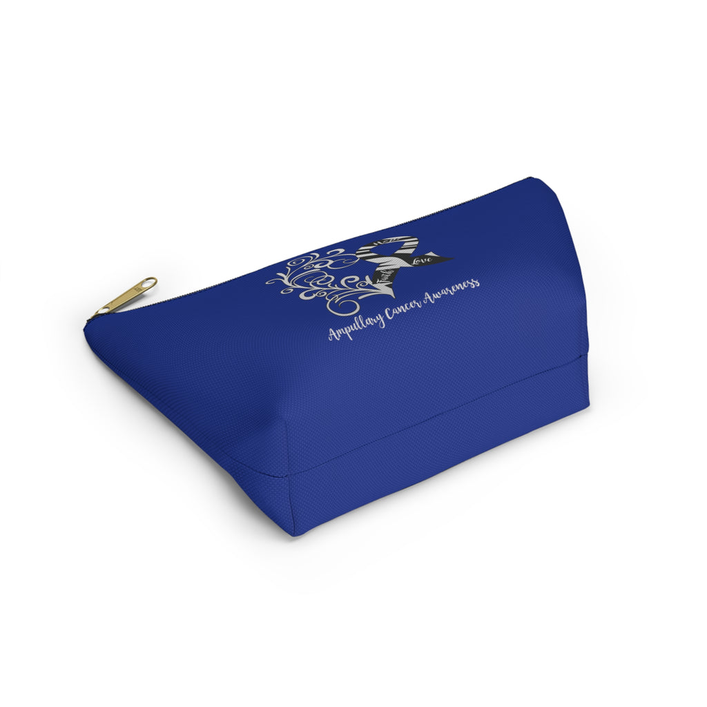 Ampullary Cancer Awareness Heart Small "Dark Blue" T-Bottom Accessory Pouch (Dual-Sided Design)