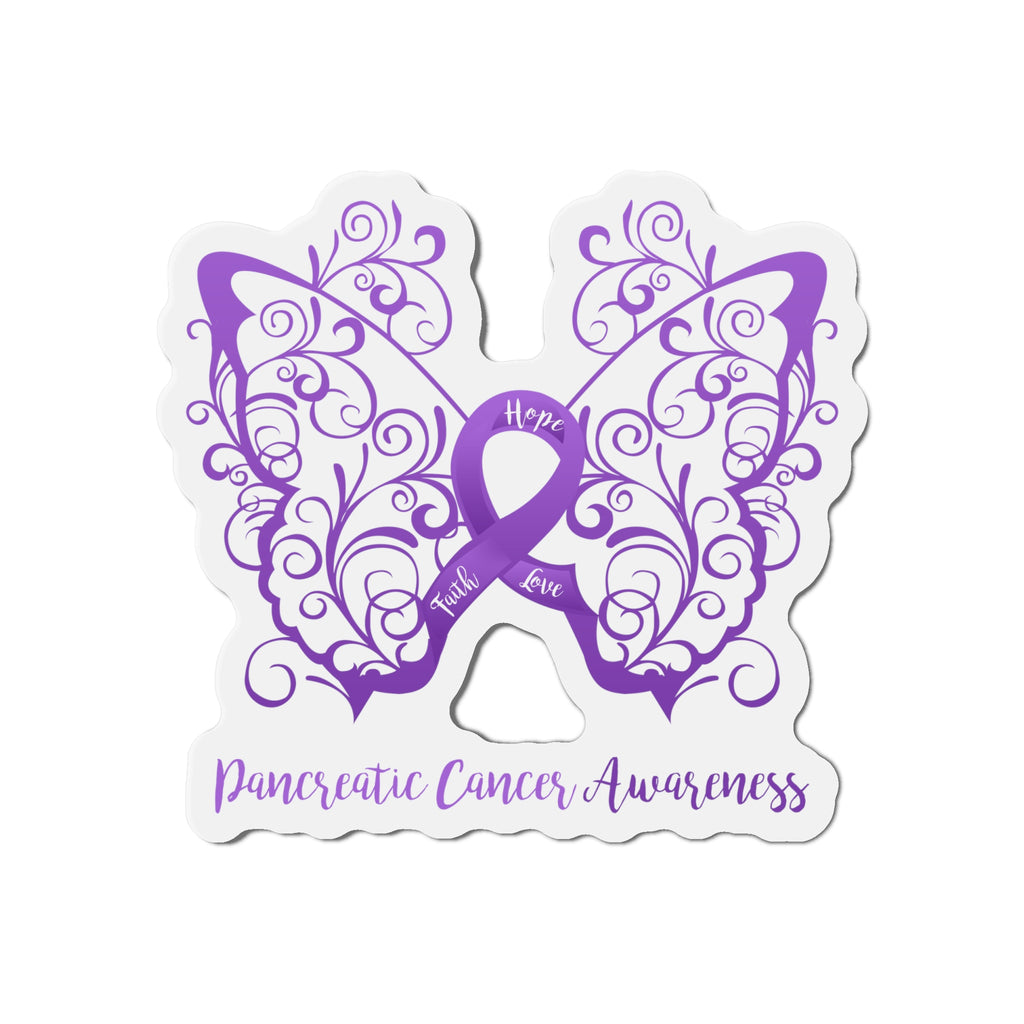 Pancreatic Cancer Awareness Filigree Butterfly Flexible Vehicle Magnet