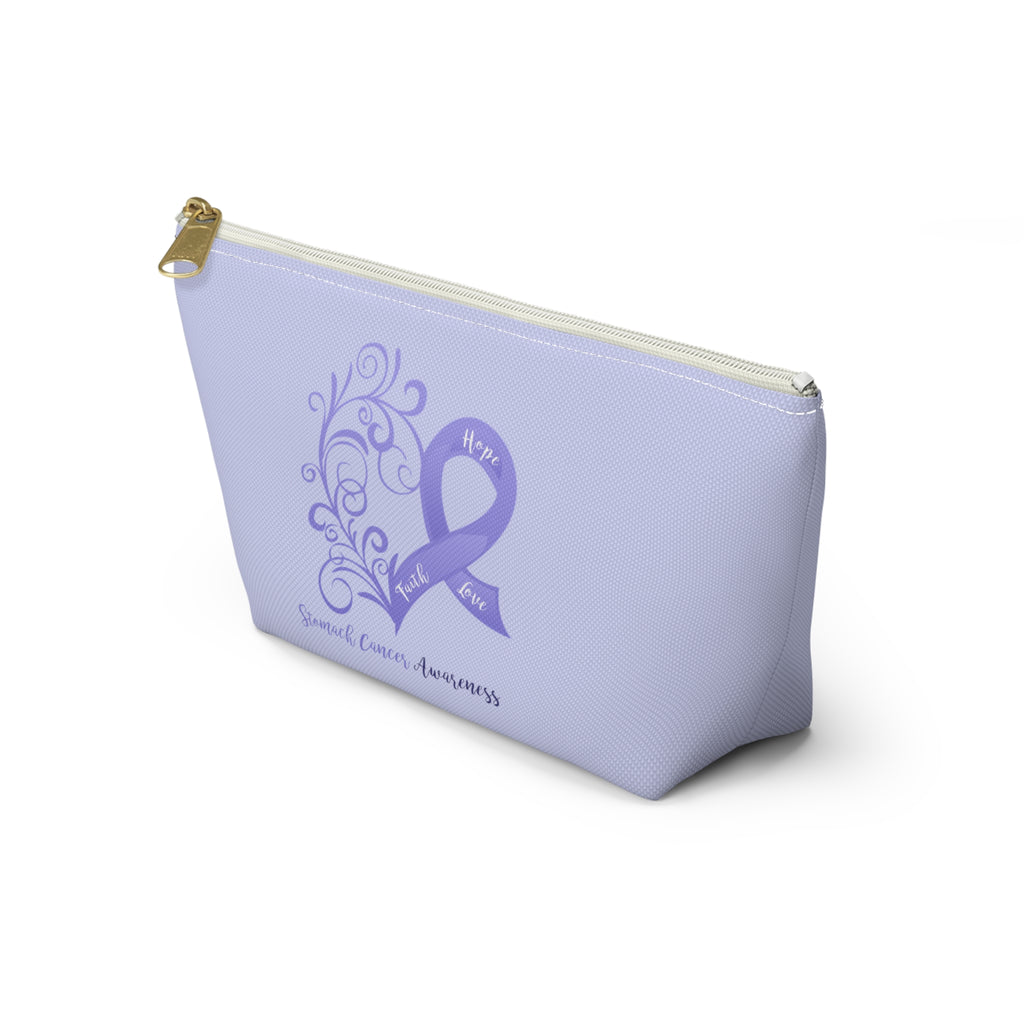 Esophageal Cancer Awareness Heart "Periwinkle" T-Bottom Accessory Pouch (Dual-Sided Design)