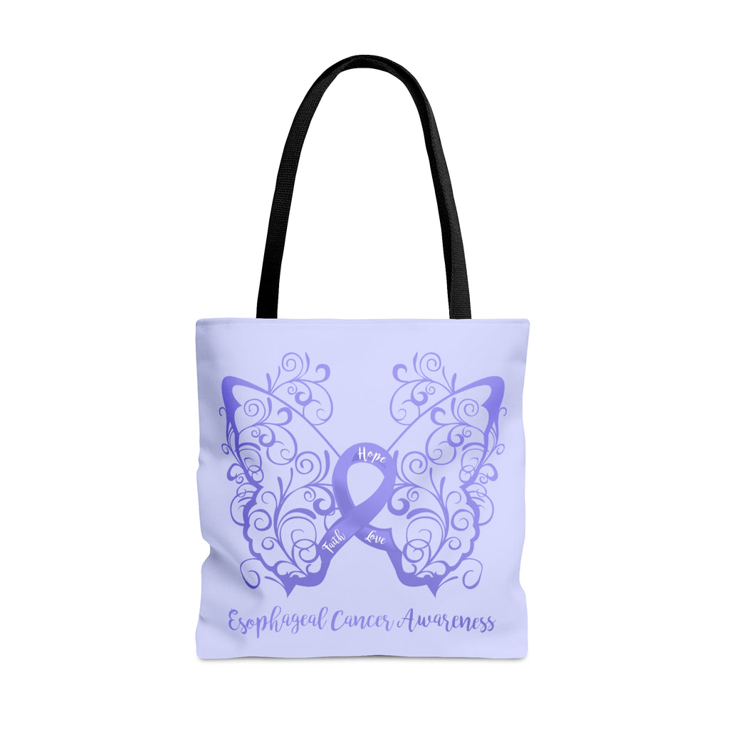 Esophageal Cancer Awareness Filigree Butterfly Large "Periwinkle Blue" Tote Bag