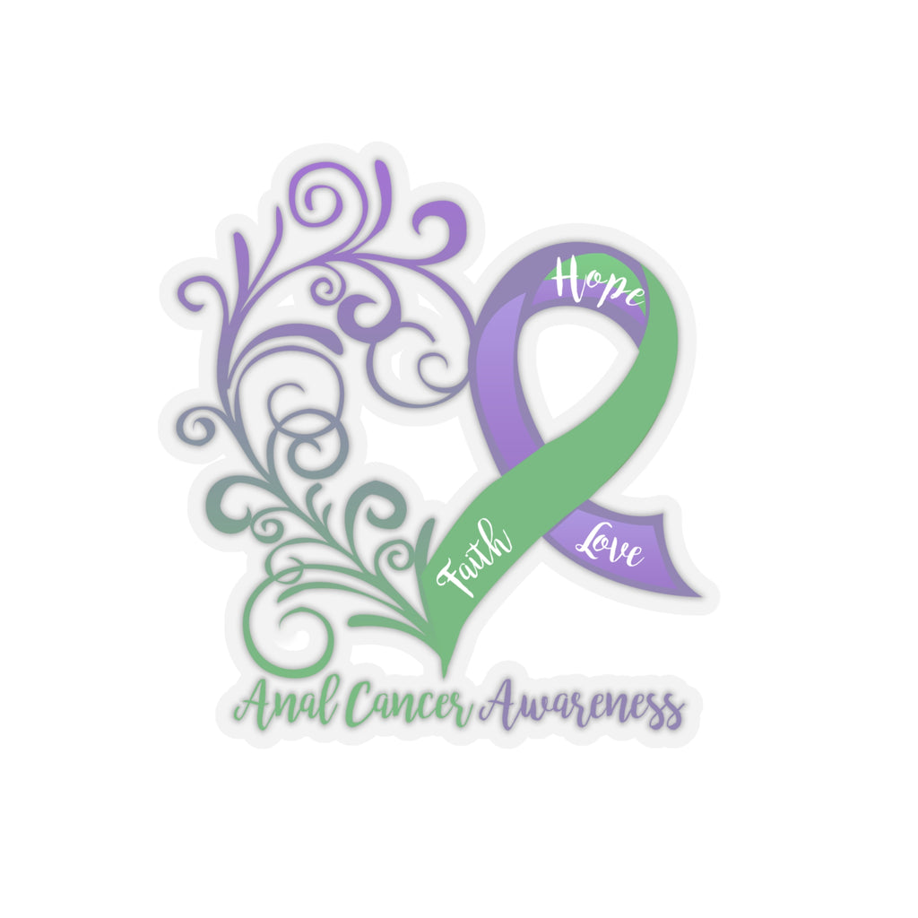 Anal Cancer Awareness Heart Car Sticker (6x6)