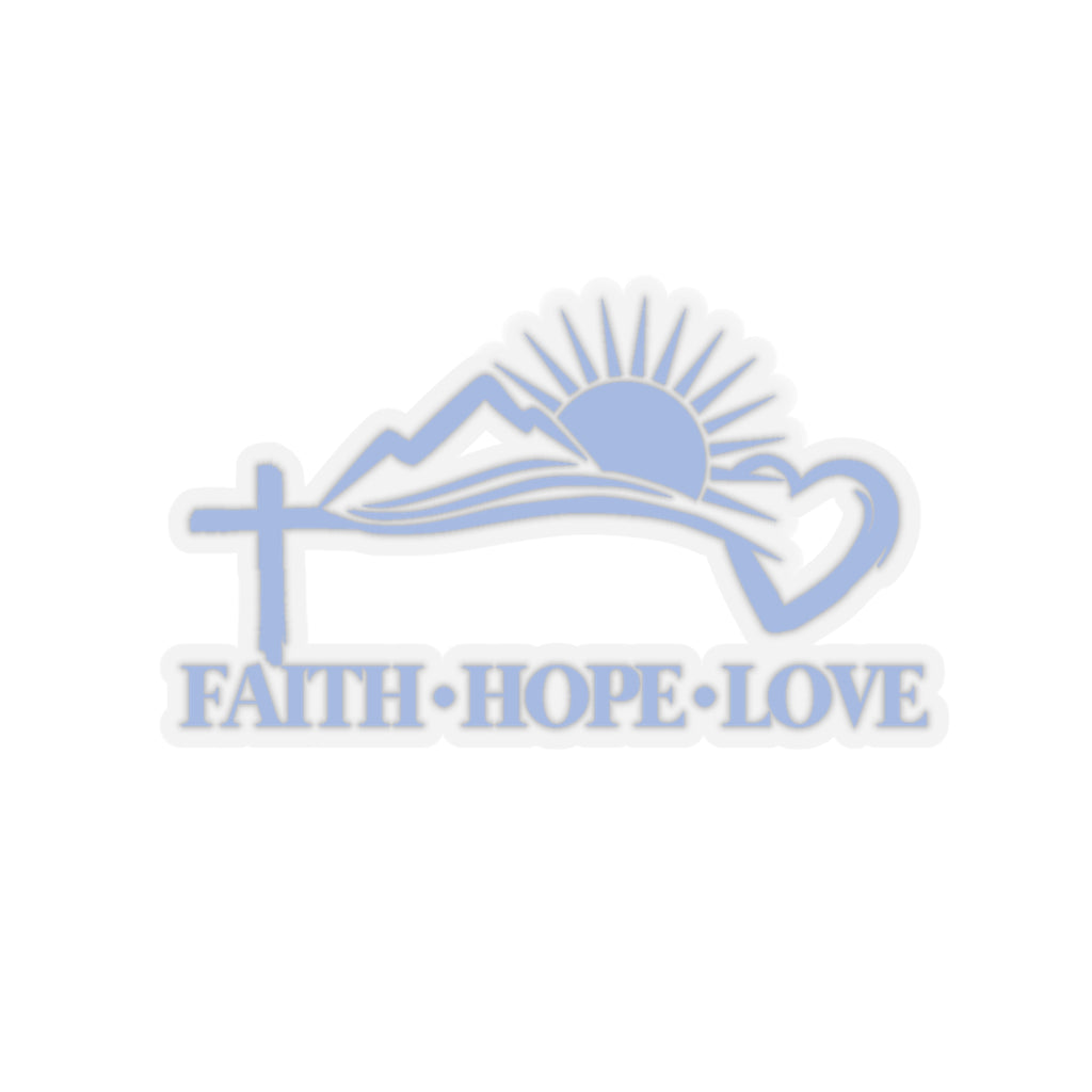 Faith Hope Love Symbols Sticker (3x3) (Blue Font)