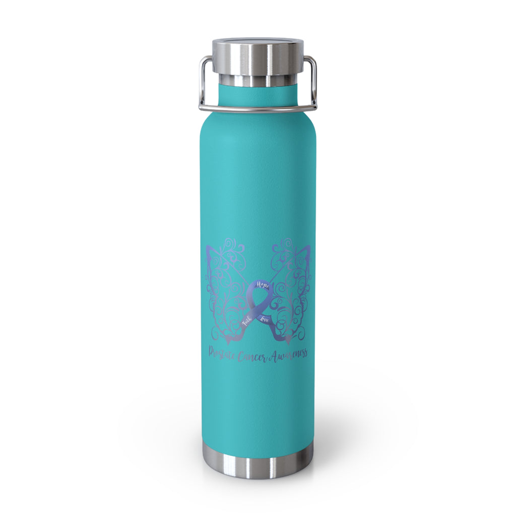 Prostate Cancer Awareness Filigree Butterfly Copper Vacuum Insulated Bottle, 22oz