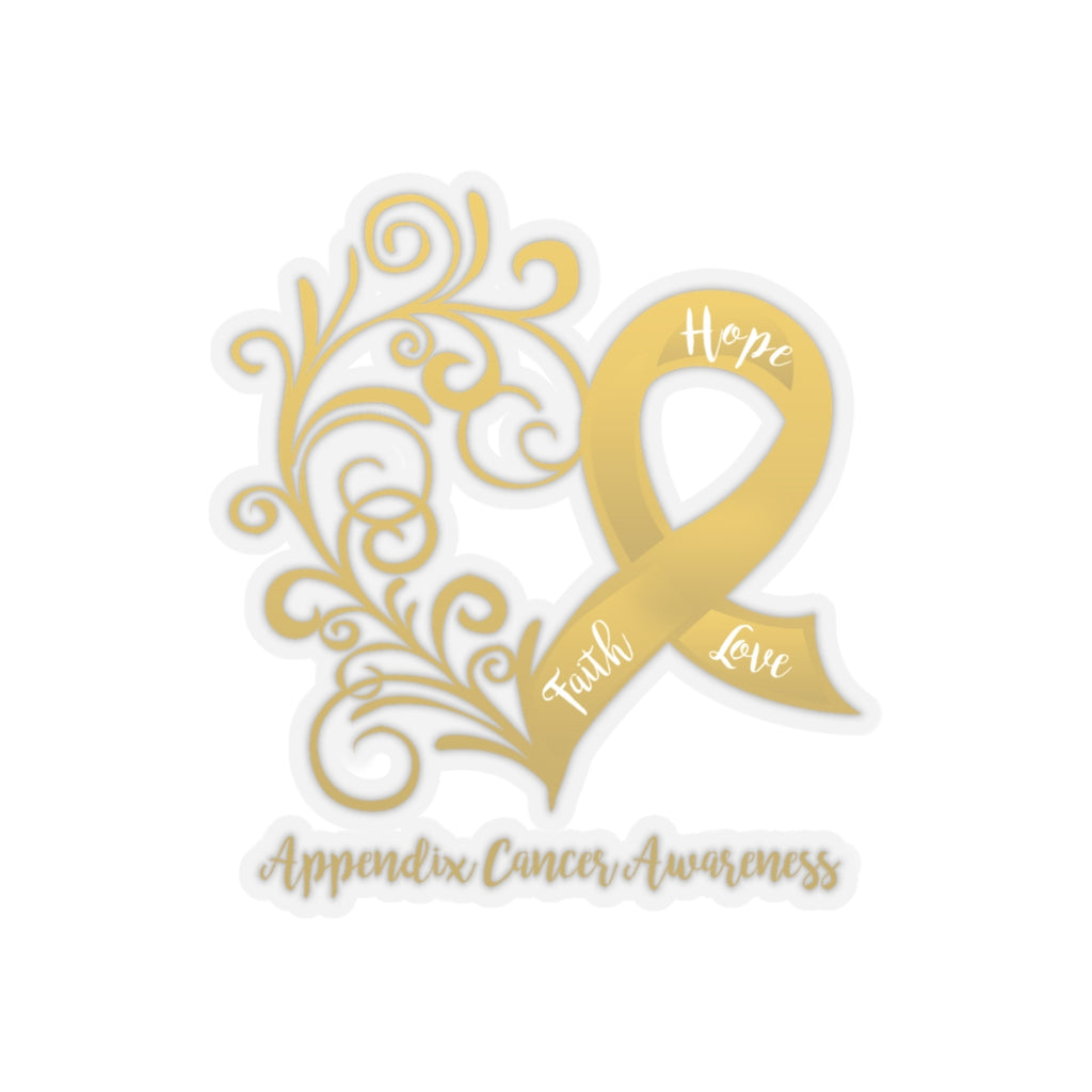 Appendix Cancer Awareness Heart Sticker (3x3)