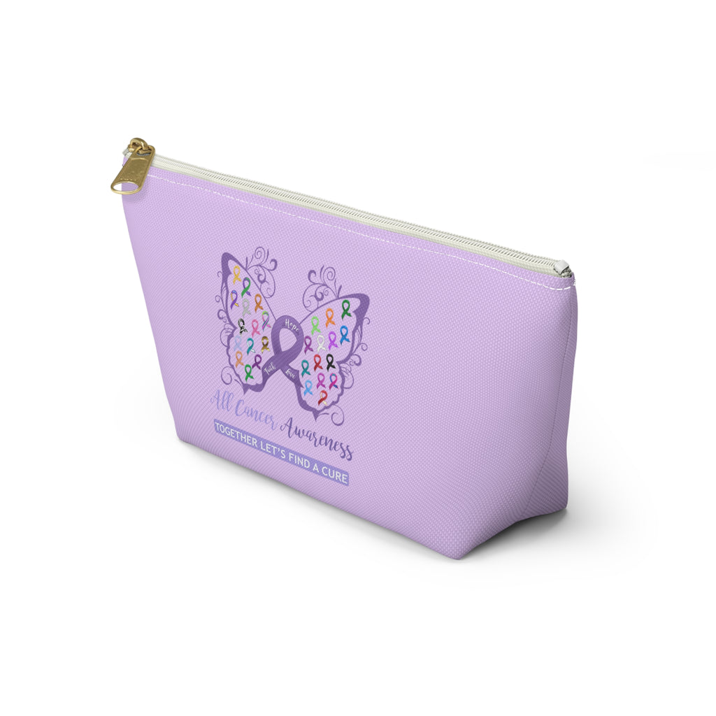 All Cancer Awareness Filigree Butterfly Small "Light Lavender" T-Bottom Accessory Pouch (Dual-Sided Design)
