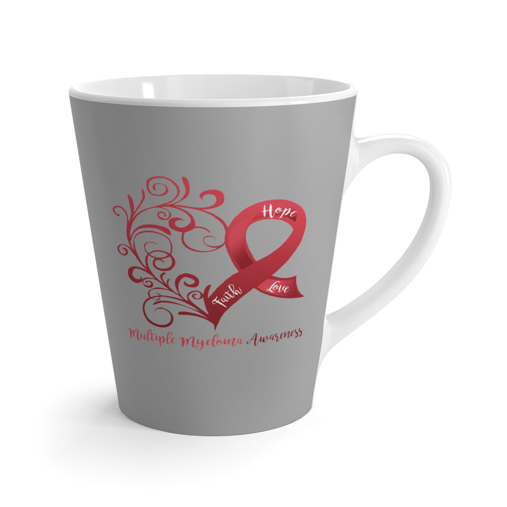Multiple Myeloma Awareness Heart "Light Grey" Latte Mug (Dual-Sided Design)(12 oz.)