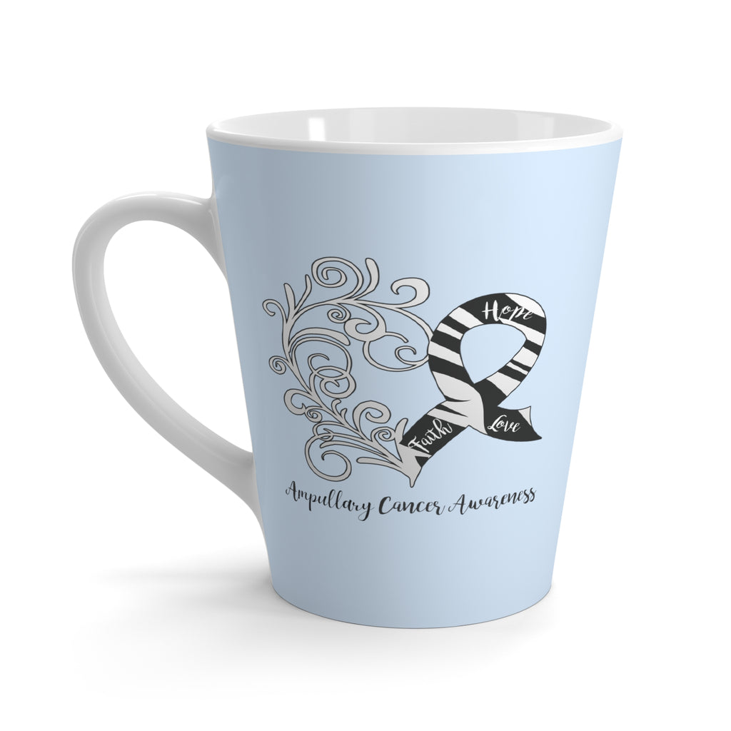 Ampullary Cancer Awareness Heart "Light Blue" Latte Mug (Dual-Sided Design)(12 oz.)